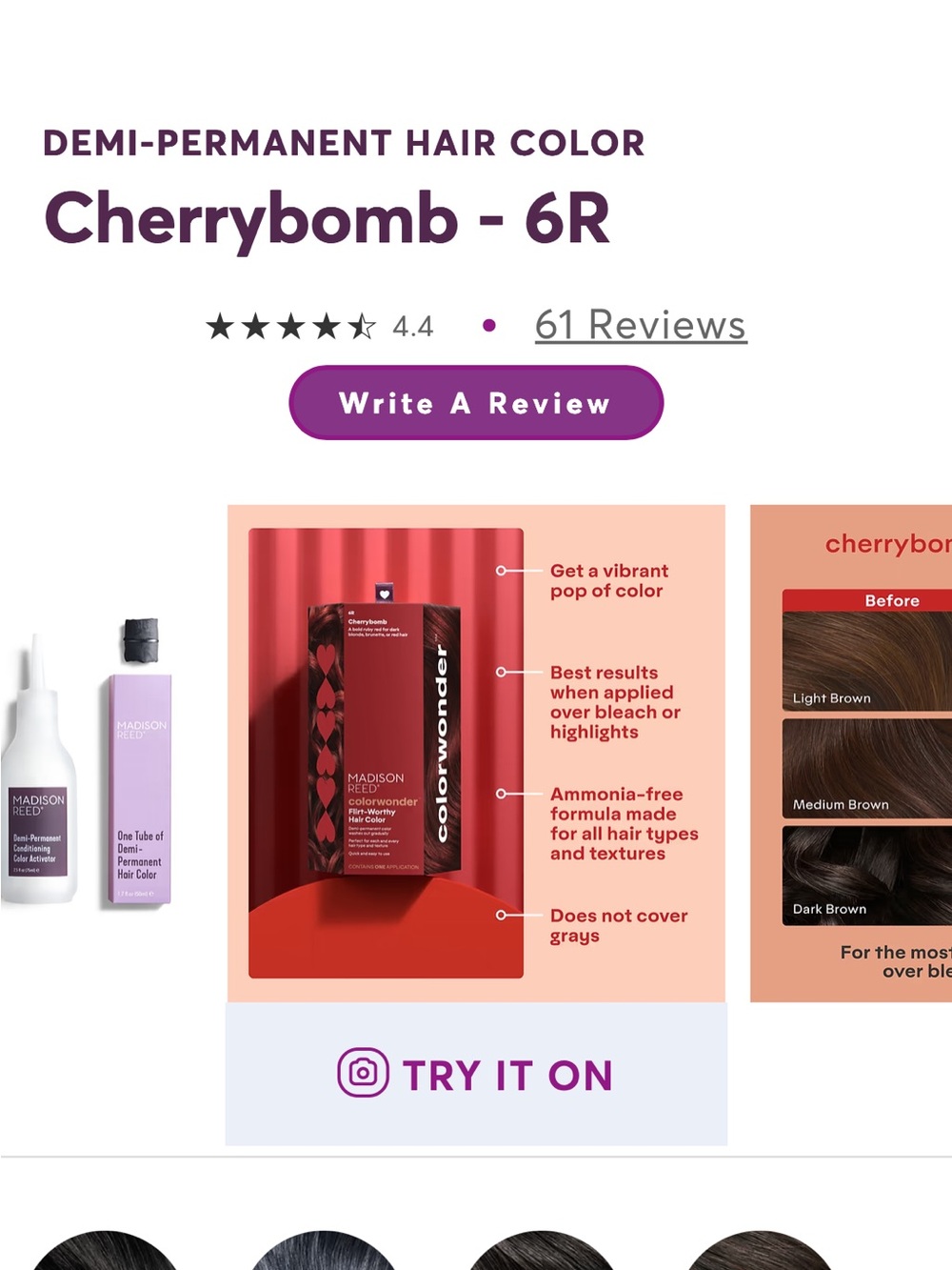 MADISON REED ColorWonder 6R Cherrybomb- UNOPENED KIT